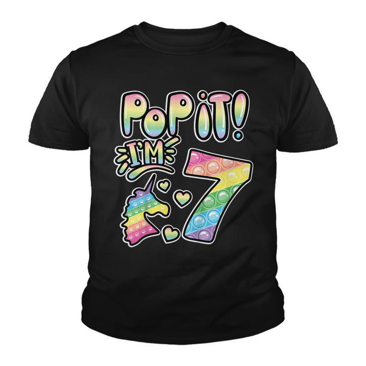 Kids Pop It 7Th Birthday Girls Boys 7 Years Old Fidget  Youth T-shirt