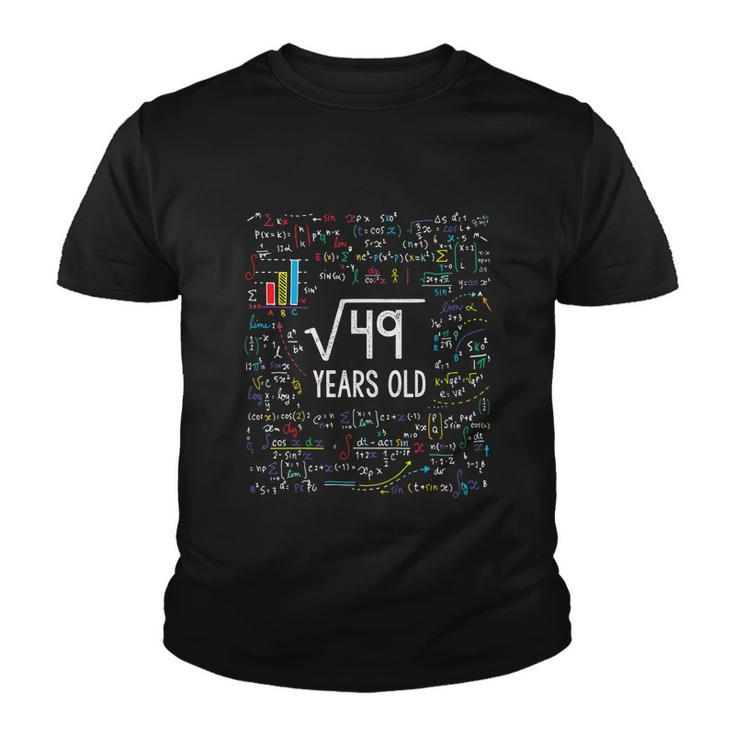 Kids Square Root Of 49 7Th Birthday 7 Year Old Funny Gift Math Bday Cool Gift Youth T-shirt