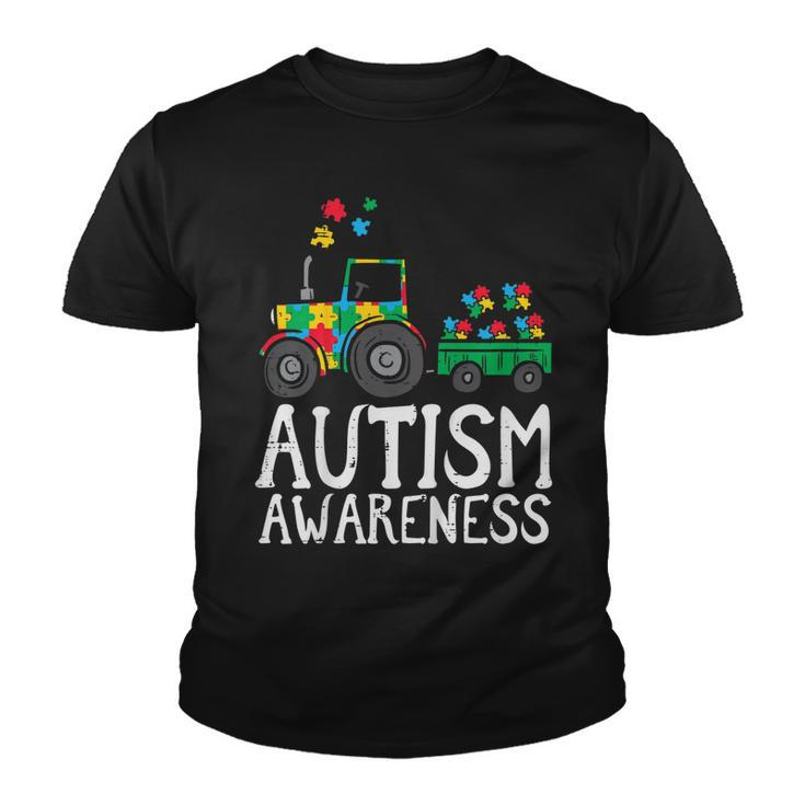 Kids Tractor Autism Awareness Farmer Truck Toddler Boys Kids  Youth T-shirt