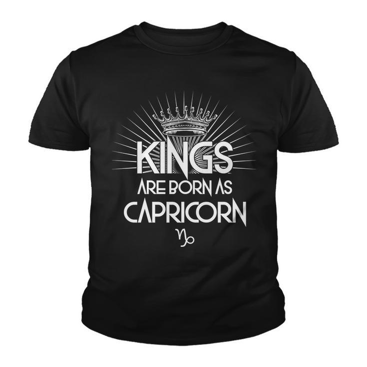 Kings Are Born As Capricorn Graphic Design Printed Casual Daily Basic Youth T-shirt