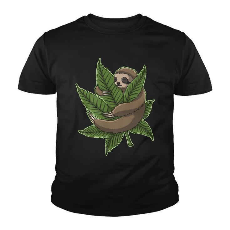 Lazy Sloth Cannabis Leaf Youth T-shirt