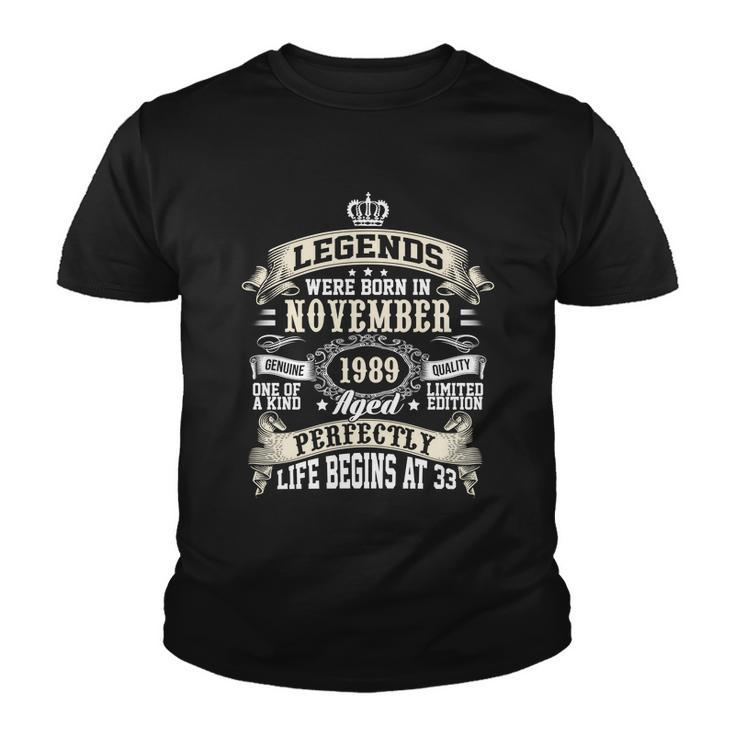 Legends Were Born In November 1989 Vintage 33Rd Birthday Gift For Men & Women Youth T-shirt