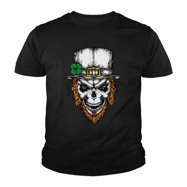 Leprechaun Irish Skull Skeleton Ginger Beard St Patricks Day Youth T-shirt