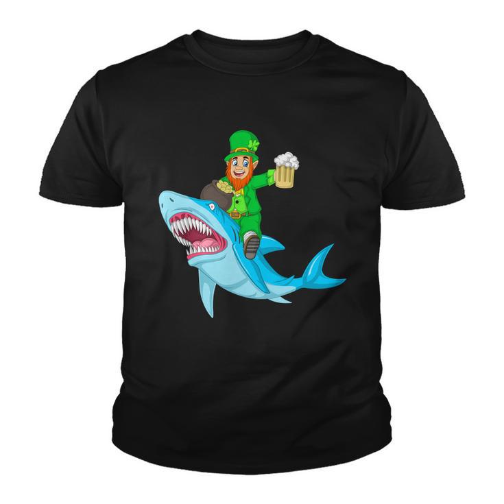 Leprechaun Riding Shark St Patricks Day Youth T-shirt