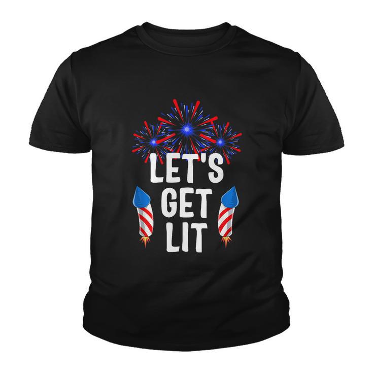 Lets Get Lit 4Th Of July With Fireworks Gift Youth T-shirt