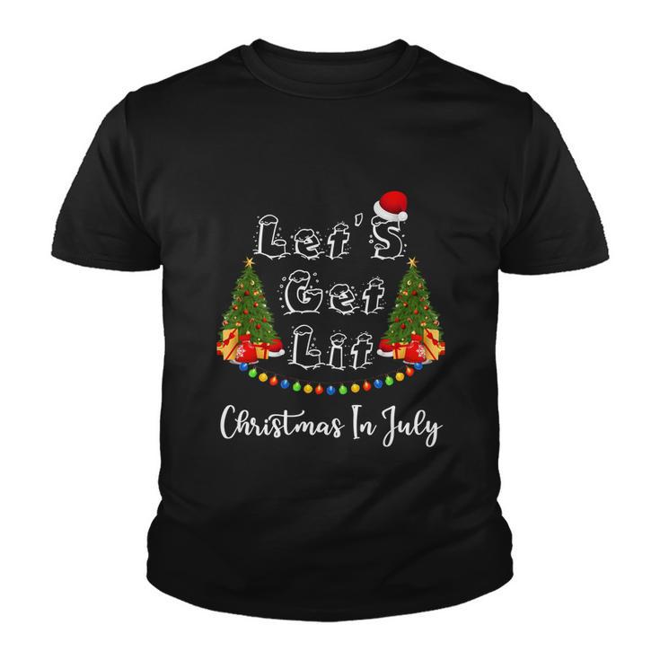 Lets Get Lit Christmas In July Christmas Tree Fleece Blanket Gift Youth T-shirt