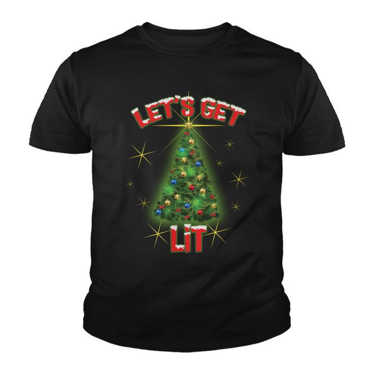 Lets Get Lit Christmas Tree Youth T-shirt