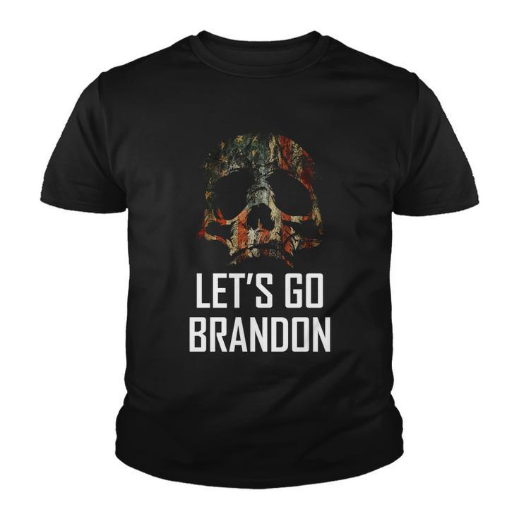 Lets Go Brandon American Grunge Skull Tshirt Youth T-shirt