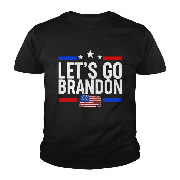 Lets Go Brandon Distress Usa Flag Fjb Chant Tshirt Youth T-shirt