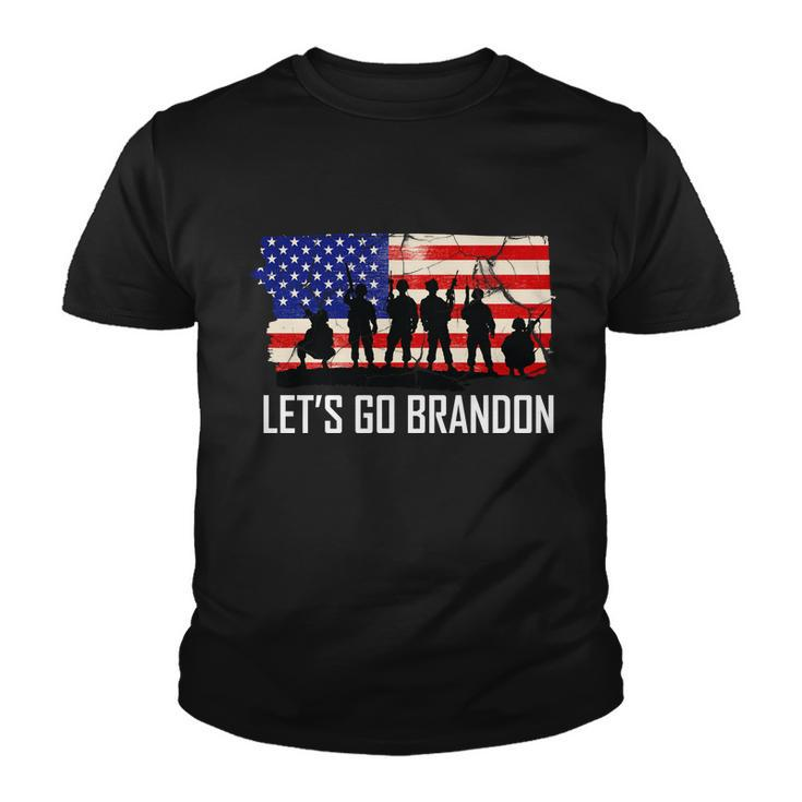 Lets Go Brandon Military Troops American Flag Tshirt Youth T-shirt