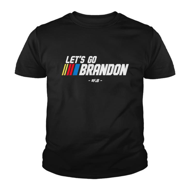 Lets Go Brandon Racing Car Us Flag Funny Gift Idea News S Youth T-shirt