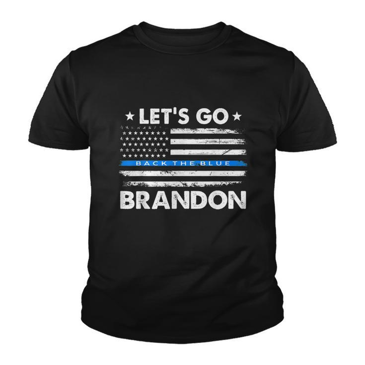 Lets Go Brandon Shirt Thin Blue Line Us Flag Youth T-shirt