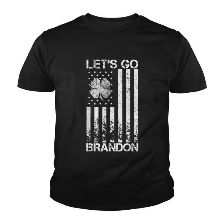 Lets Go Brandon St Patricks Day St Patricks Day Funny St Patricks Day American Flag Shamrock  Youth T-shirt