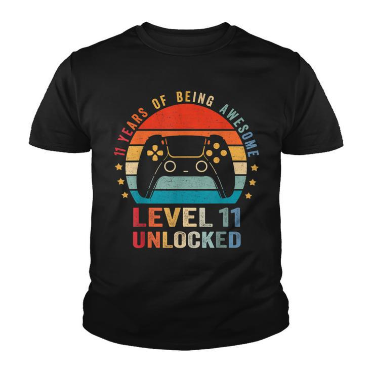Level 11 Unlocked  Funny Video Gamer 11Th Birthday Gift  V2 Youth T-shirt