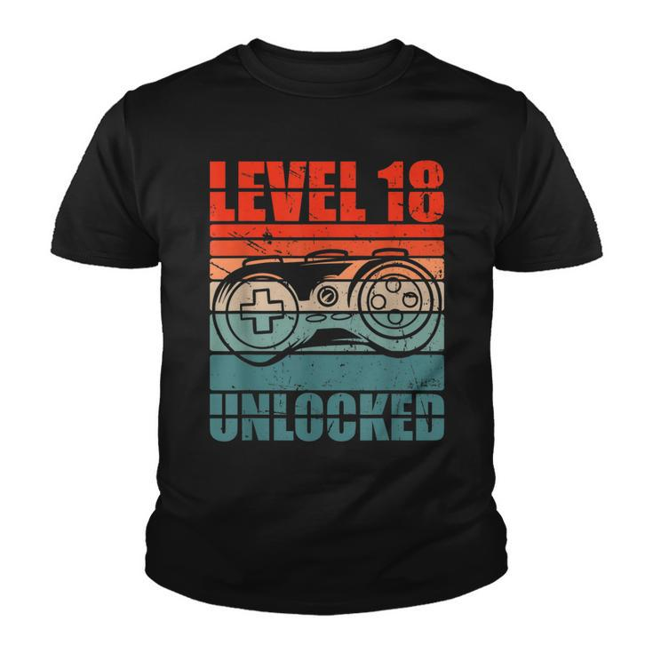 Level 18 Unlocked - Video Gamer Boy 18Th Birthday Gaming  Youth T-shirt