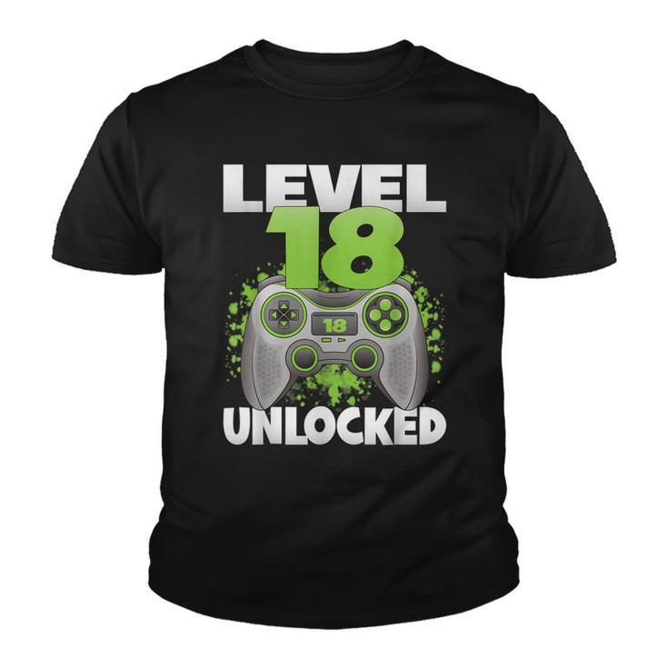 Level 18 Unlocked Video Gaming 18Th Birthday 2004 Gamer Game  Youth T-shirt