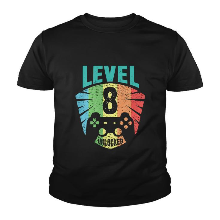 Level 8 Unlocked 8Th Birthday Boy Girl Gamer Level  Youth T-shirt