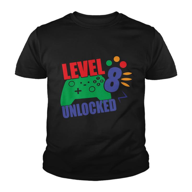 Level 8 Unlocked  8Th Gamer Video Game Birthday Video Game Graphic Design Printed Casual Daily Basic Youth T-shirt