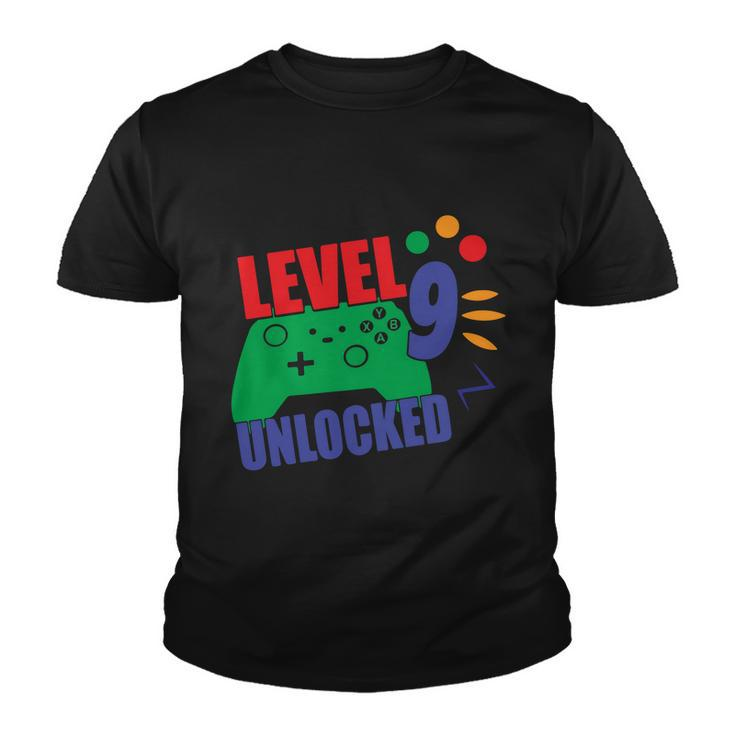 Level 9 Unlocked  9Th Gamer Video Game Birthday Video Game Graphic Design Printed Casual Daily Basic Youth T-shirt