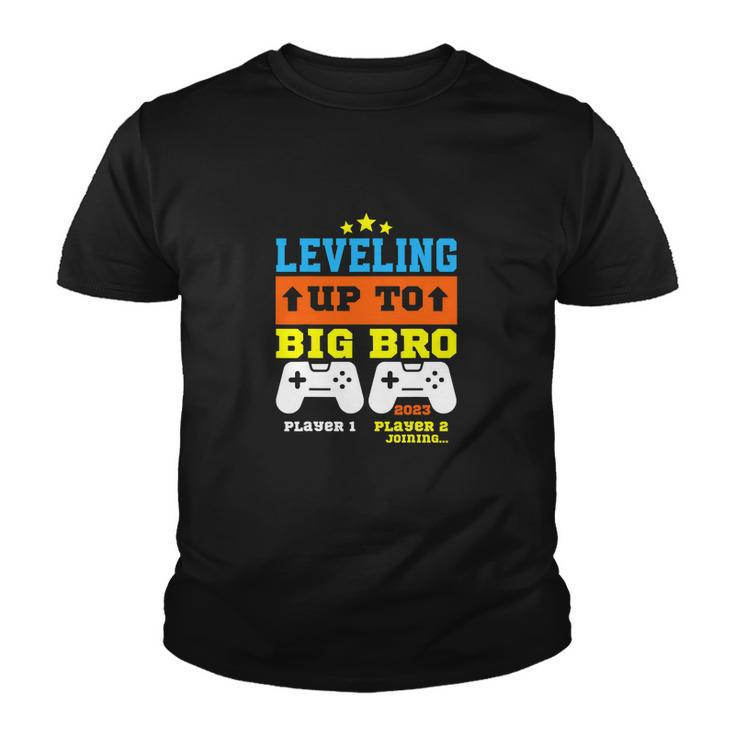 Leveling Up To Big Bro 2023 Pregnancy Announcement Funny Youth T-shirt