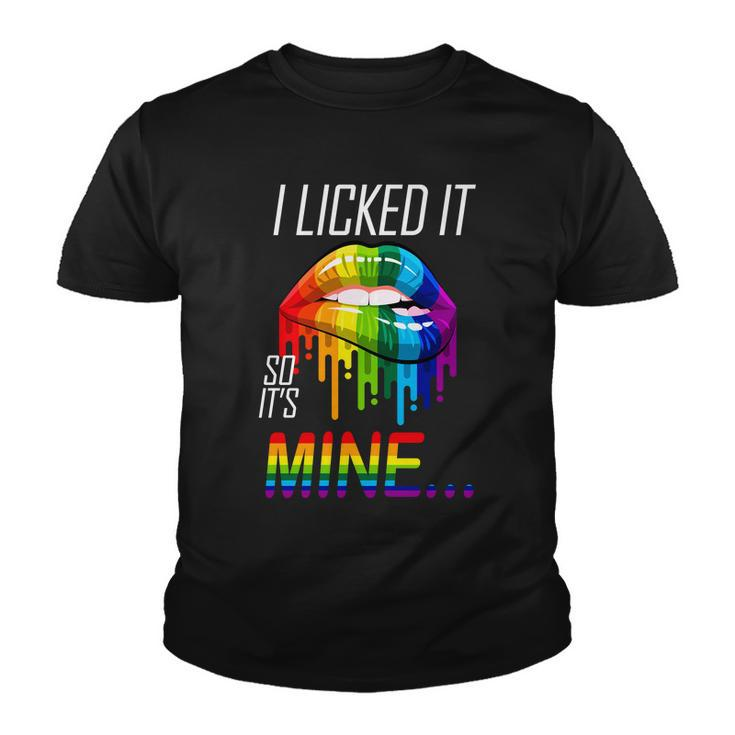 Lgbt I Licked It So Its Mine Gay Pride Lips Youth T-shirt