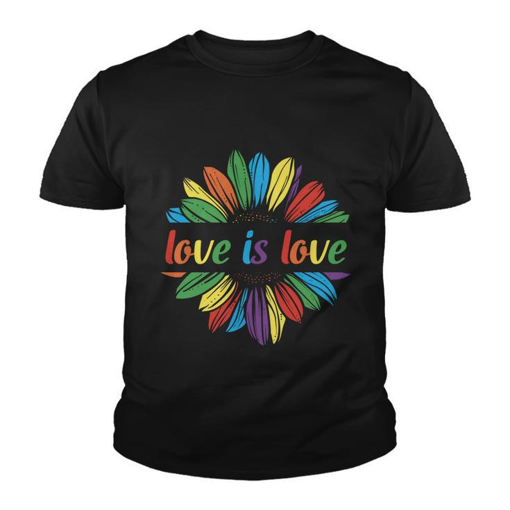 Lgbt Rainbow Sunflower Love Is Love Pride Month Youth T-shirt