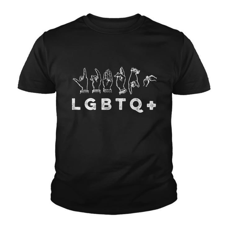 Lgbtq Be Kind Sign Language Hand Talking Gay Pride Month Gift Youth T-shirt