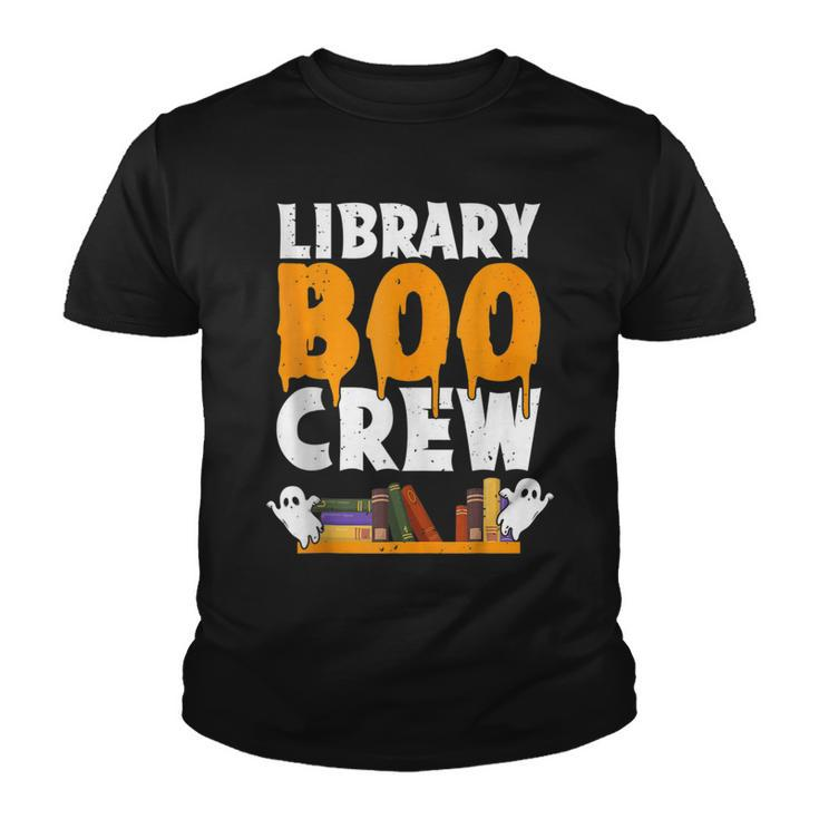 Library Boo Crew School Librarian Ghost Halloween Boys Girls  Youth T-shirt