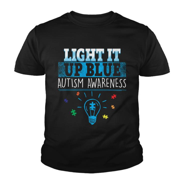 Light It Up Blue Autism Puzzle Bulb Tshirt Youth T-shirt