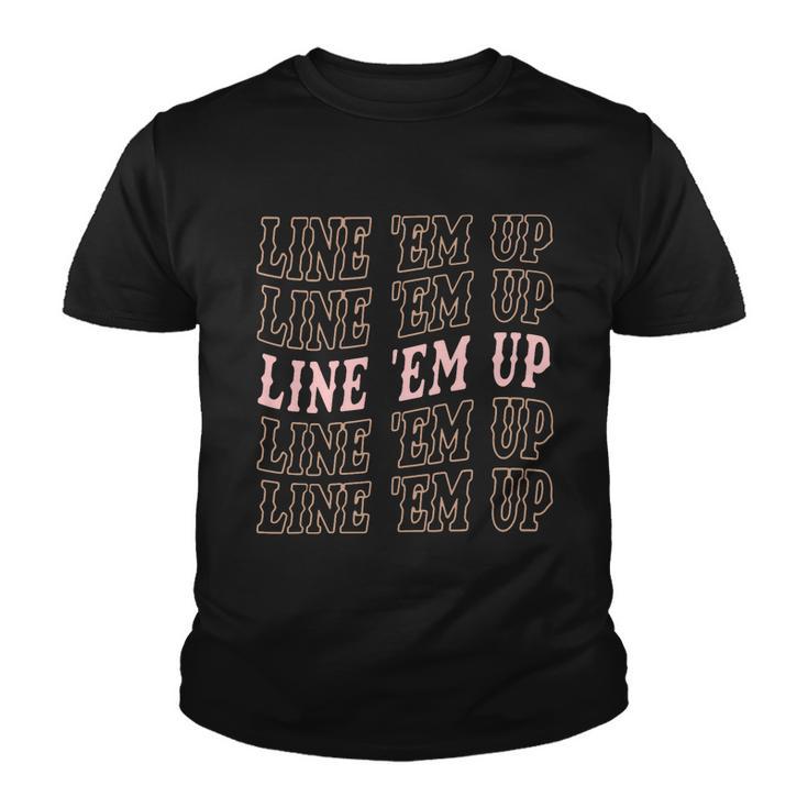 Line Em Up Retro Countrys Slogan Youth T-shirt