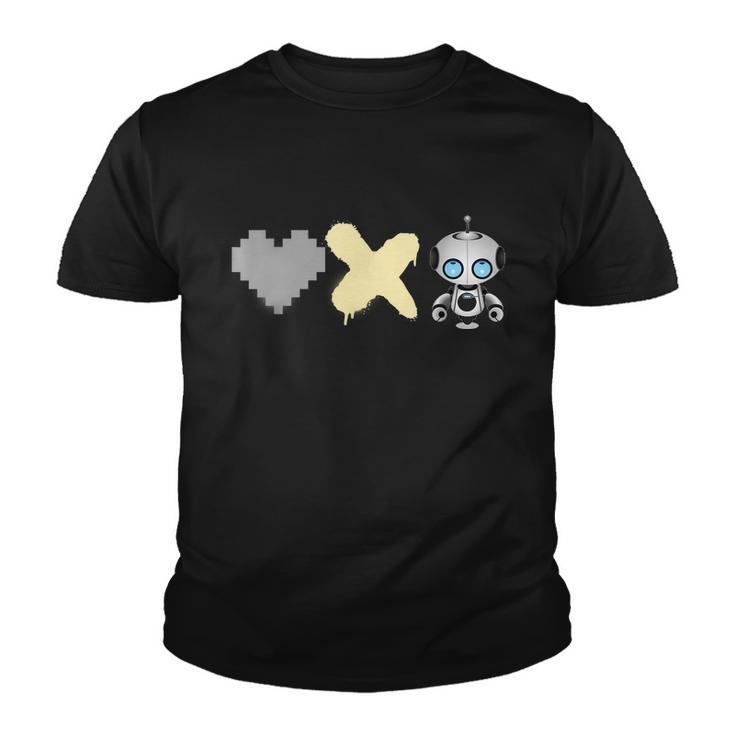 Love Death Robots Yellow Pixel Heart X And Cute Robot Youth T-shirt