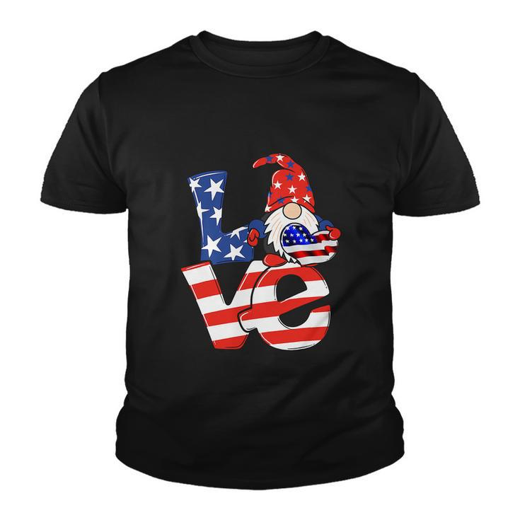 Love Gnome American Flag Funny 4Th Of July Youth T-shirt