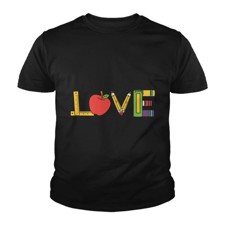 Love Teacher Life Apple Pencil Ruler Teacher Quote Graphic Shirt For Female Male Youth T-shirt