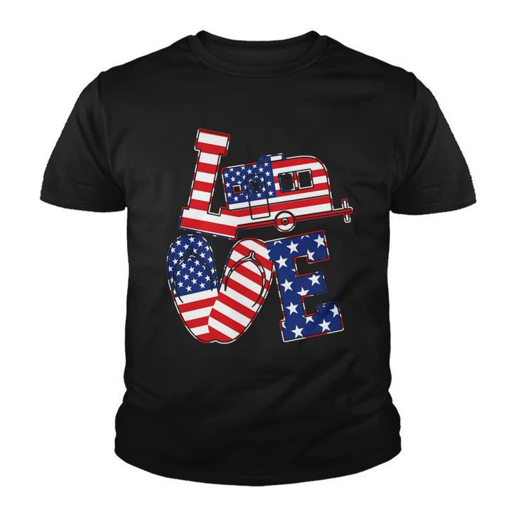 Love Usa Camping Tshirt Youth T-shirt