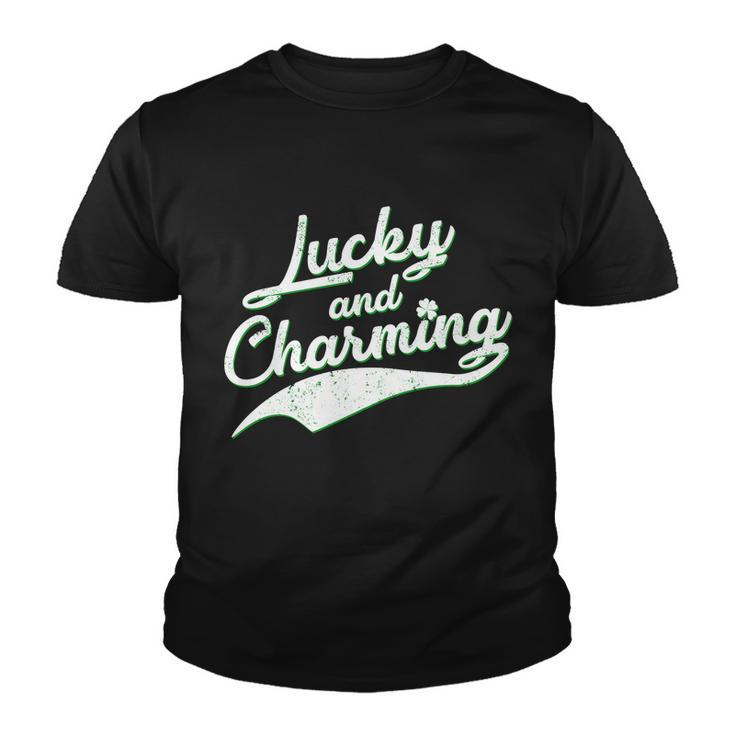 Lucky And Charming St Patricks Day Graphic Design Printed Casual Daily Basic Youth T-shirt
