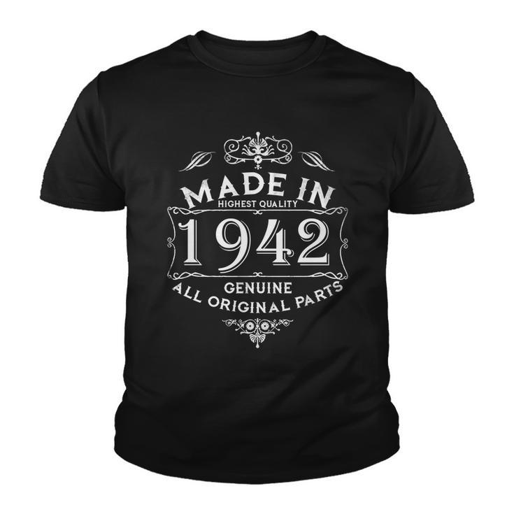 Made In 1942 Aged To Perfection Vintage 80Th Birthday Youth T-shirt