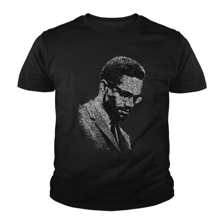 Malcolm X Black And White Portrait Youth T-shirt