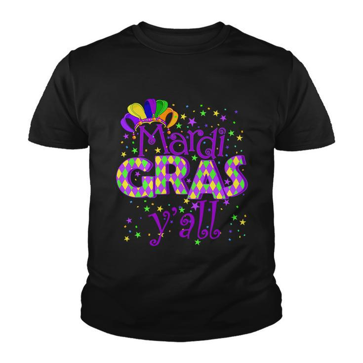 Mardi Gras Yall New Orleans Party T-Shirt Graphic Design Printed Casual Daily Basic Youth T-shirt