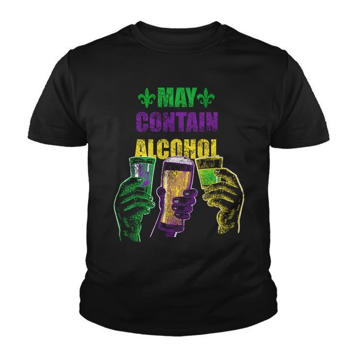 May Contain Alcohol Mardi Gras Tshirt Youth T-shirt