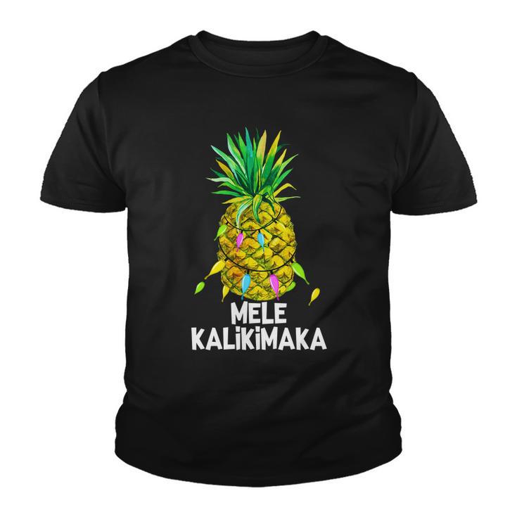 Mele Kalikimaka Pineapple Christmas Lights Youth T-shirt