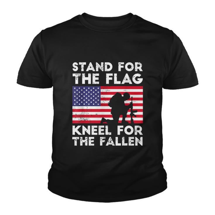 Memorial Day Patriotic Military Veteran American Flag Stand For The Flag Kneel For The Fallen Youth T-shirt