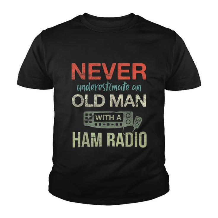 Mens Old Man With A Ham Radio Antenna Ham Radio Operator Youth T-shirt