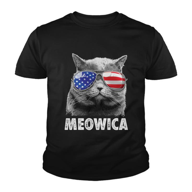 Meowica Cat 4Th Of July Merica Men Women Usa American Flag Youth T-shirt
