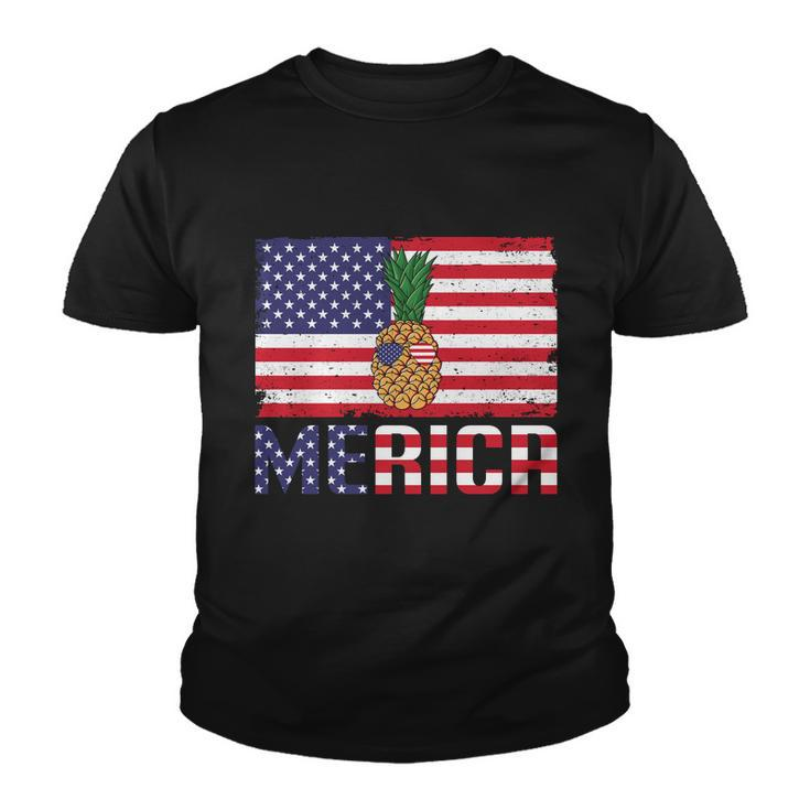 Merican Pineapple Usa Flag Graphic 4Th July Plus Size Shirt Youth T-shirt