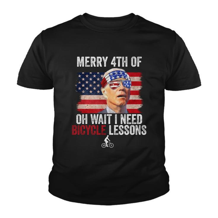 Merry 4Th Of July Biden Bike Bicycle Falls Off Funny Youth T-shirt