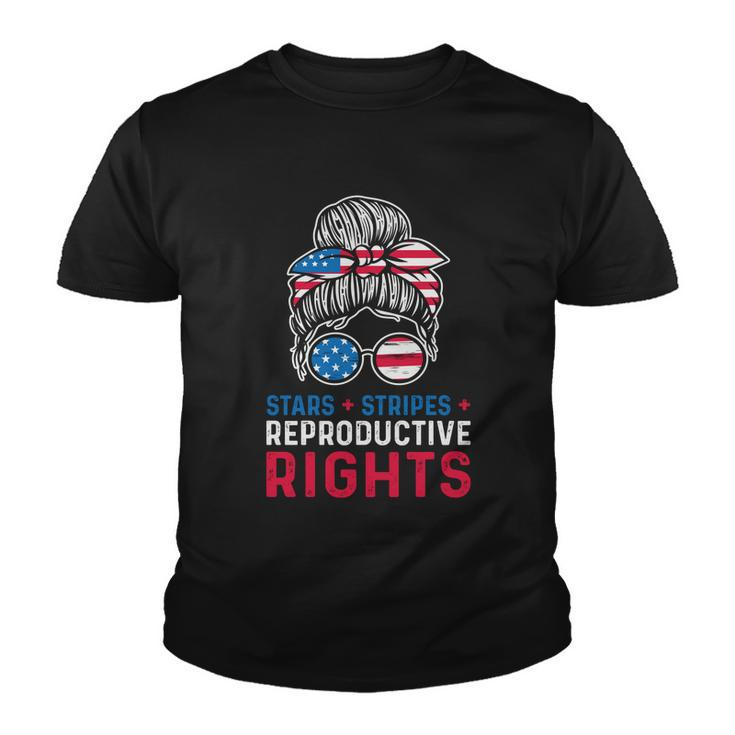 Messy Bun American Flag Stars Stripes Reproductive Rights Gift V2 Youth T-shirt