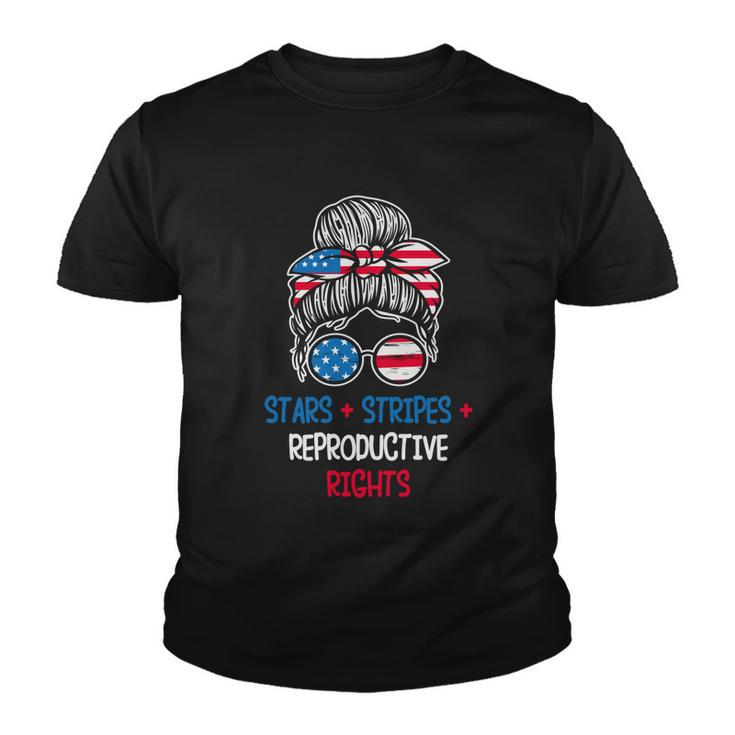 Messy Bun American Flag Stars Stripes Reproductive Rights Gift V4 Youth T-shirt