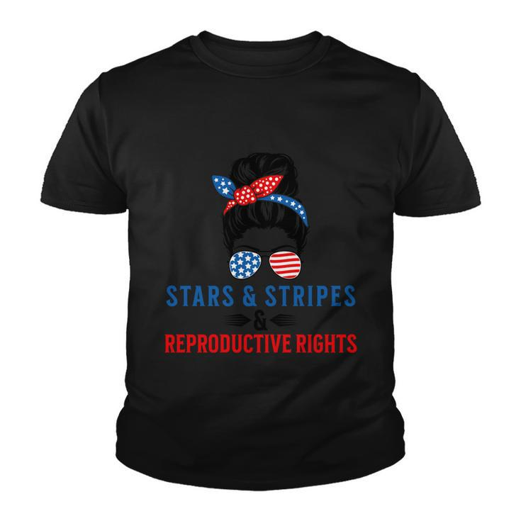 Messy Bun American Flag Stars Stripes Reproductive Rights Gift Youth T-shirt
