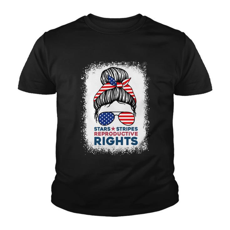 Messy Bun American Flag Stars Stripes Reproductive Rights Meaningful Gift V2 Youth T-shirt