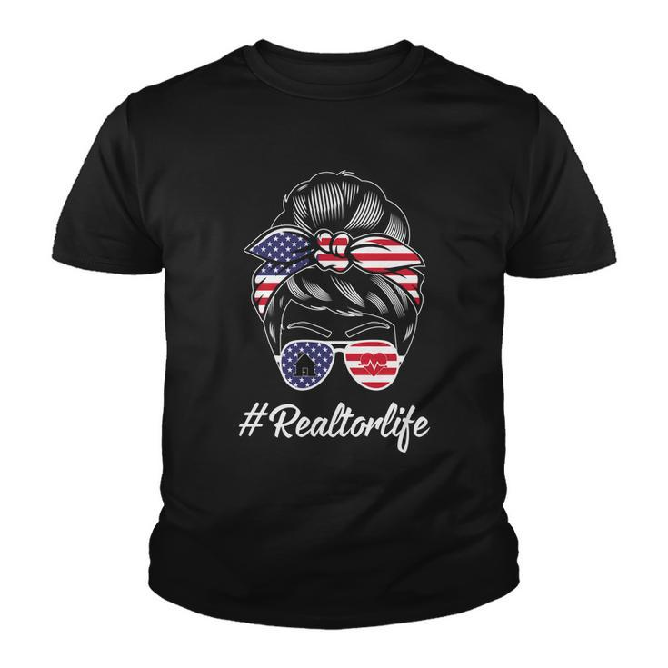 Messy Bun Realtor Life 4Th Of July Plus Size Shirt For Mom Girl Youth T-shirt